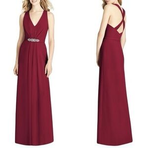 NWT Jenny Packham BURGUNDY Jewel Belt CHIFFON A-line BRIDESMAID GOWN